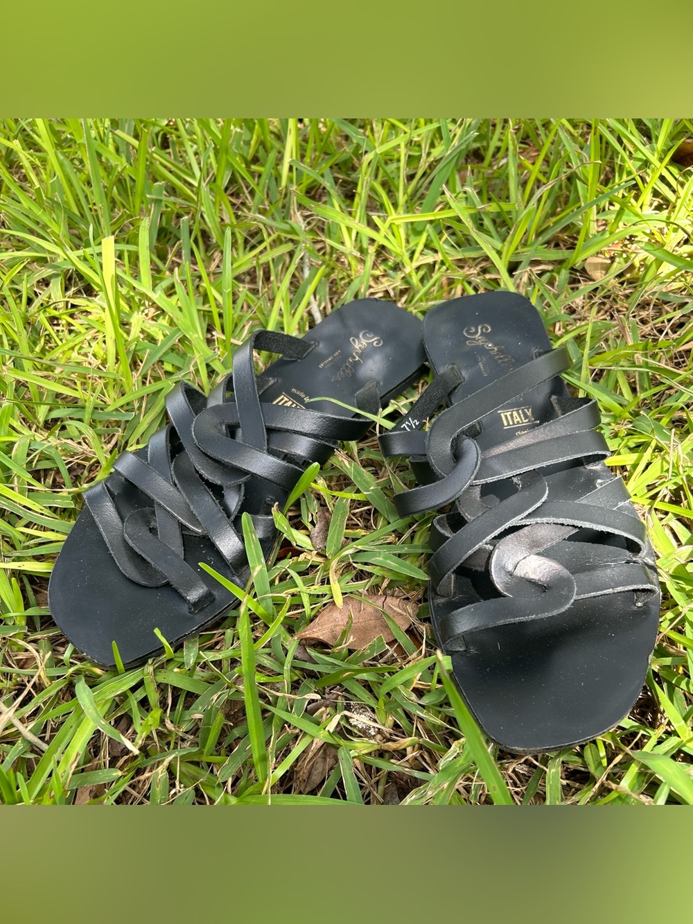 Seychelles Black Off the Grid Strappy Leather Slide Sandals